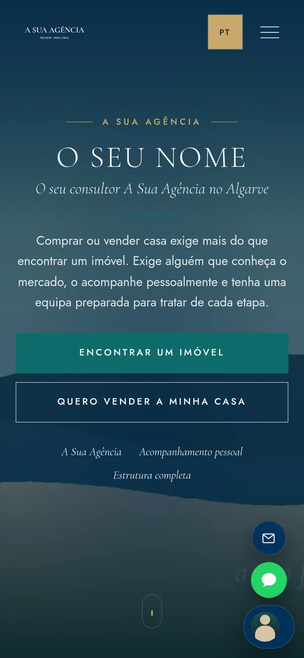 O mesmo site no telemóvel
